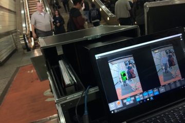 Officials with Metro and the federal Transportation Security Administration test "passive" body scanner at the Seventh Street-Metro Center Station downtown Los Angeles. (File photo by Kyle Stokes/KPCC-LAist)
